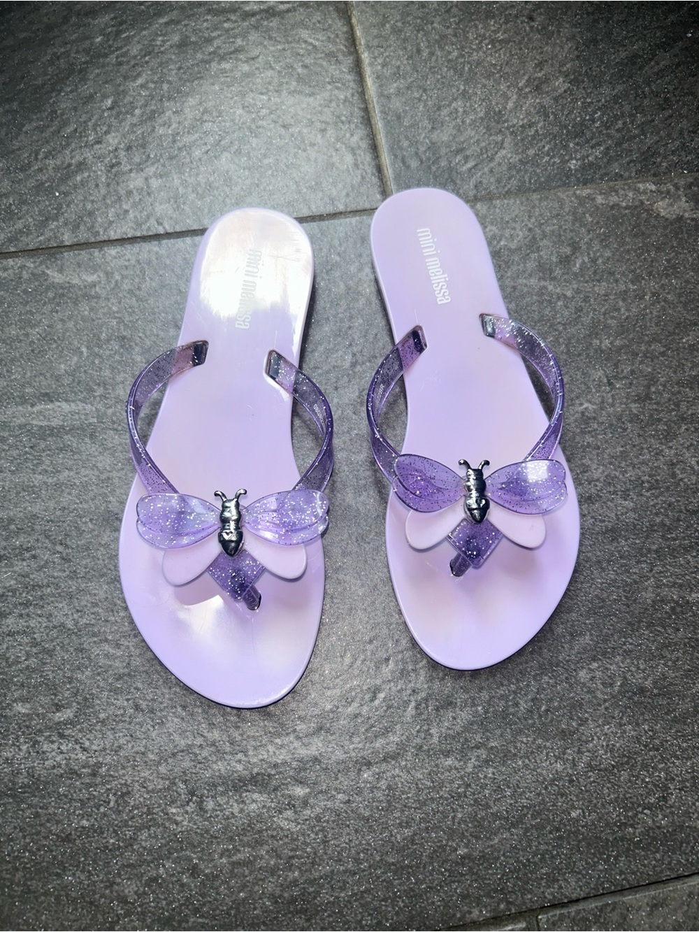 Mini Melissa Girls Butterfly Jelly Flip Flops size 2